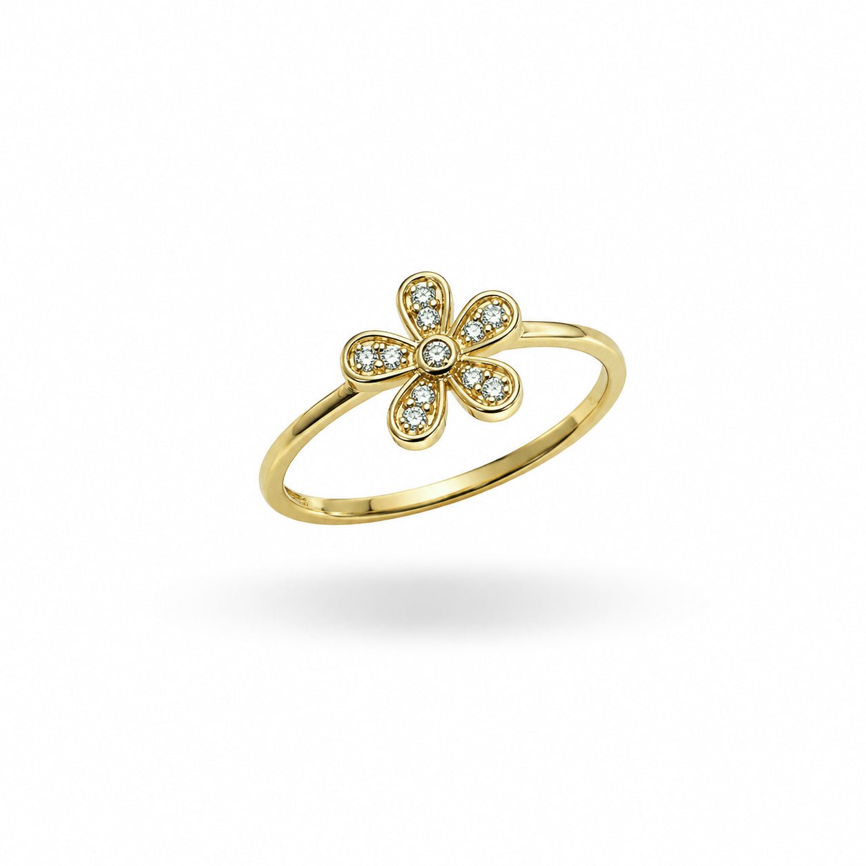 Minimal Taşlı Çiçek Yüzük - O'an Jewelry