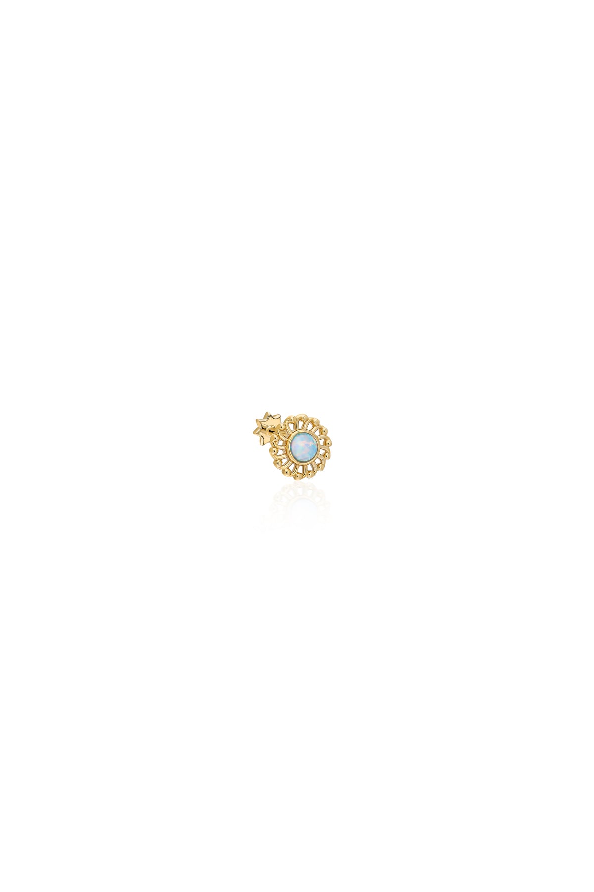 Mavi Opal Taşlı Tragus Altın Piercing - O'an Jewelry