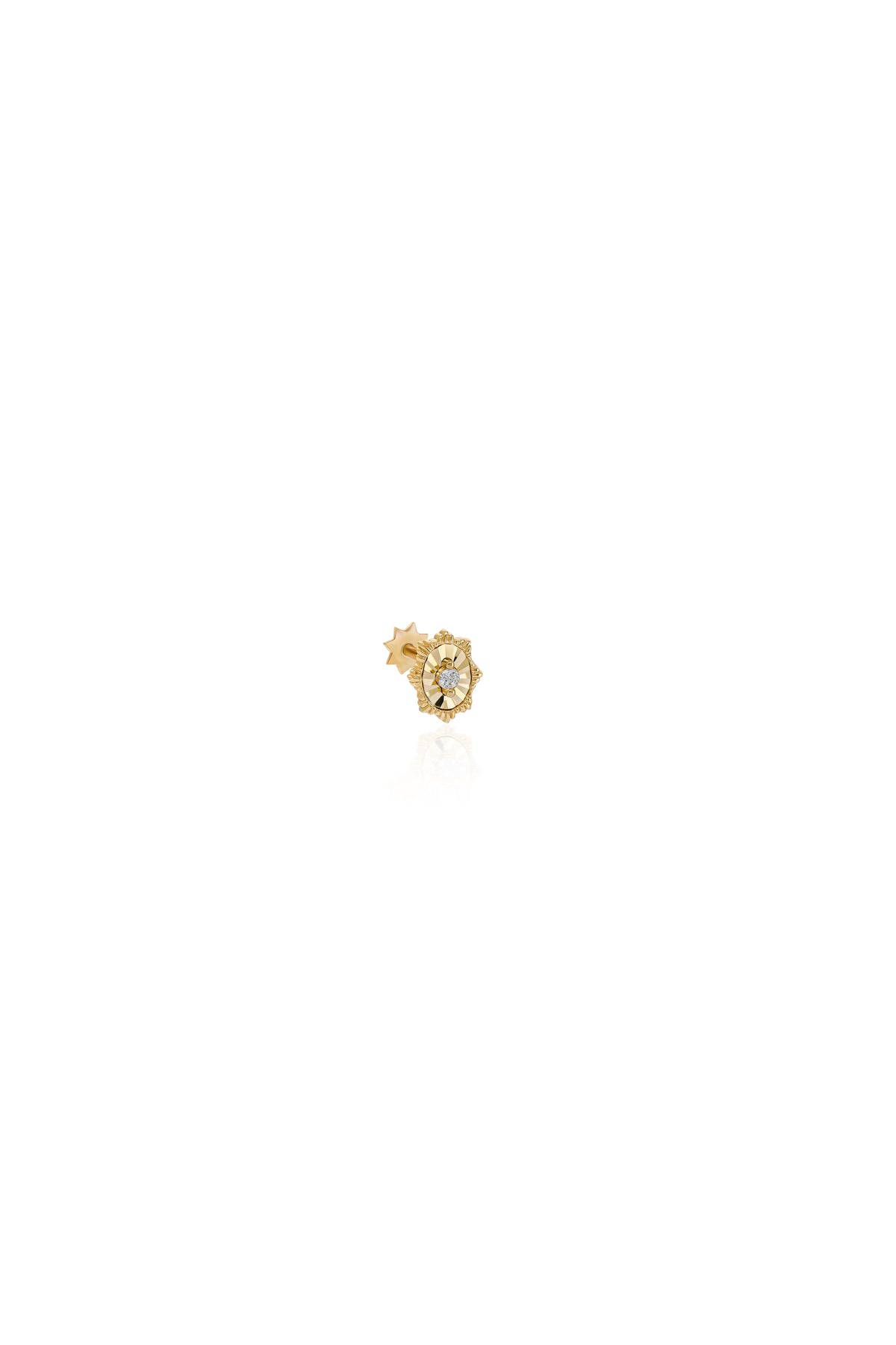 Lazer Kesim Taşlı Altın Piercing - O'an Jewelry