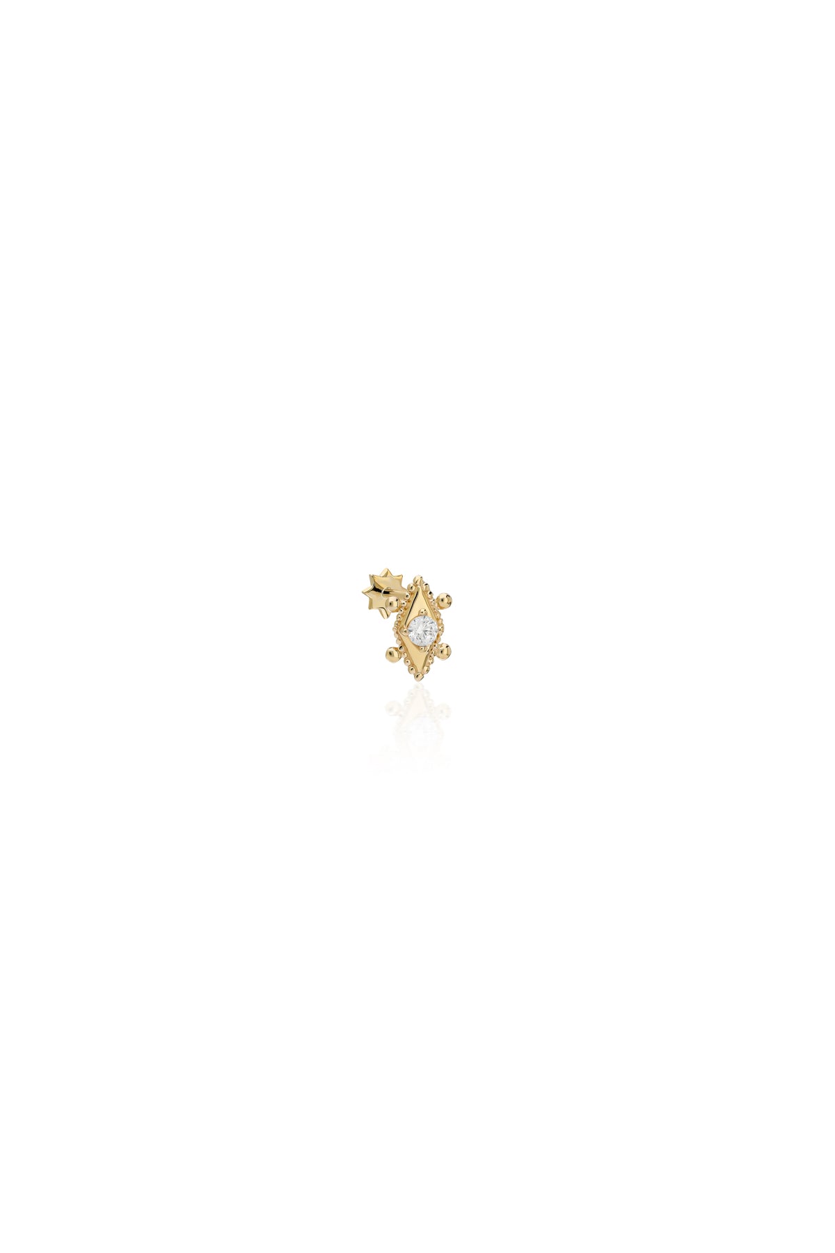 Dörtgen Taşlı Tragus Altın Piercing - O'an Jewelry