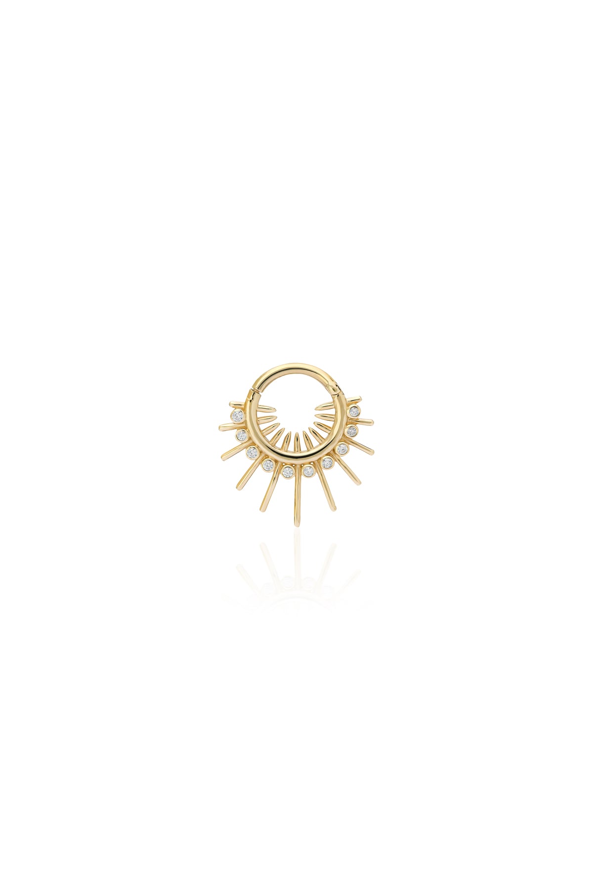 Taşlı İğneli Halka Helix Altın Piercing - O'an Jewelry