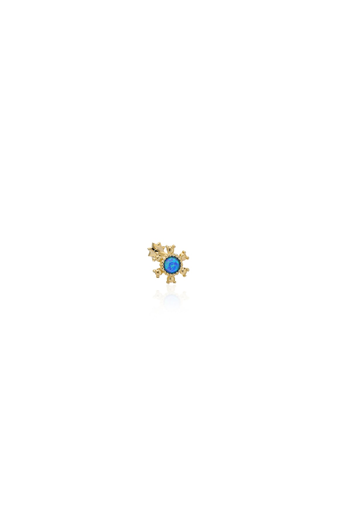 Opal Taşlı Güneş Altın Piercing - O'an Jewelry