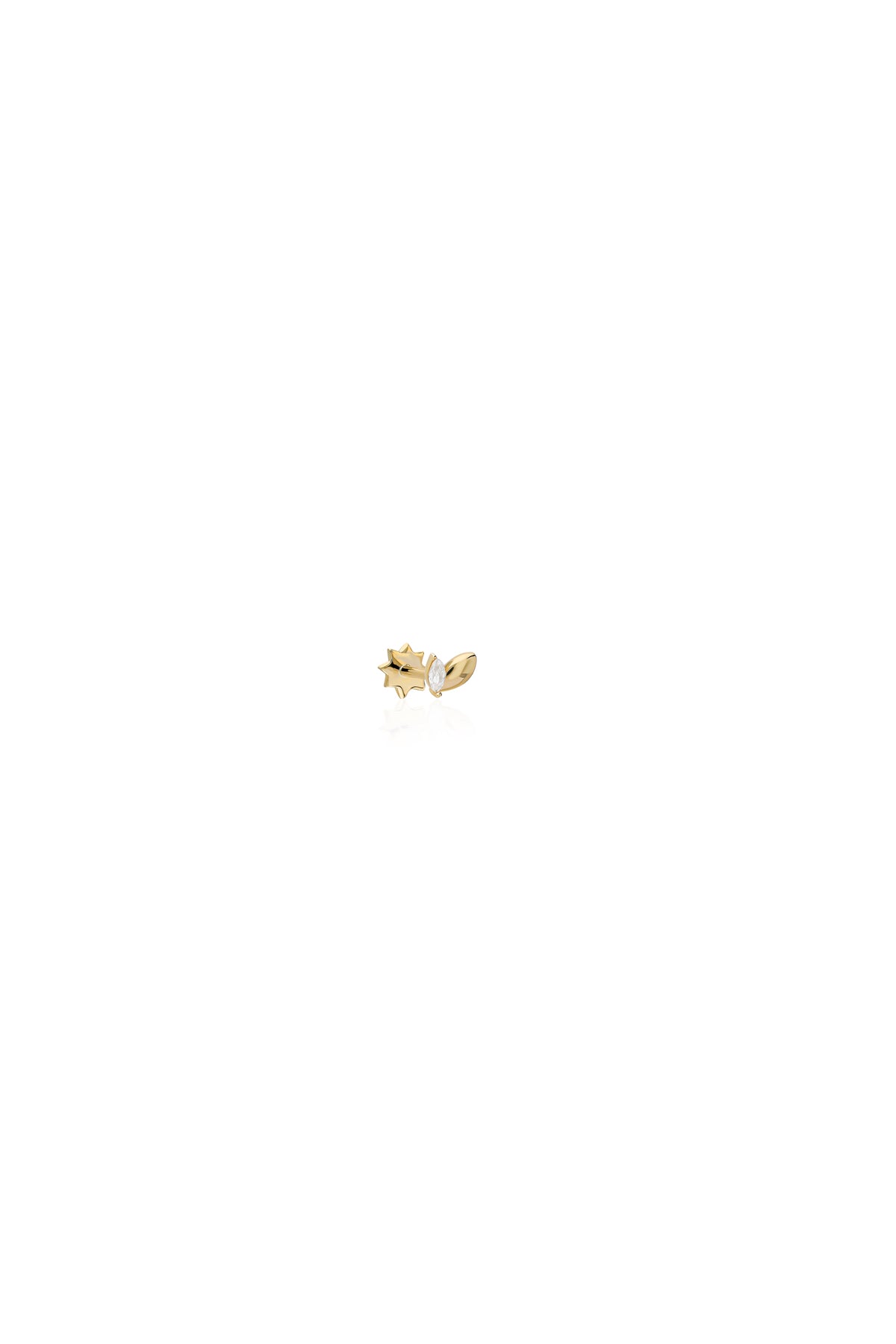 Yaprak Taşlı Tragus Altın Piercing - O'an Jewelry
