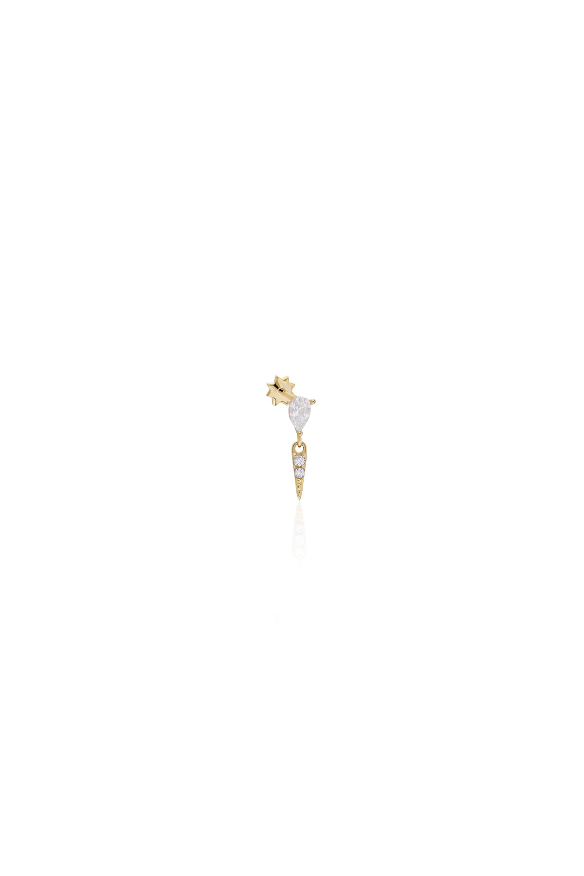 Sallantılı Taşlı Altın Piercing - O'an Jewelry