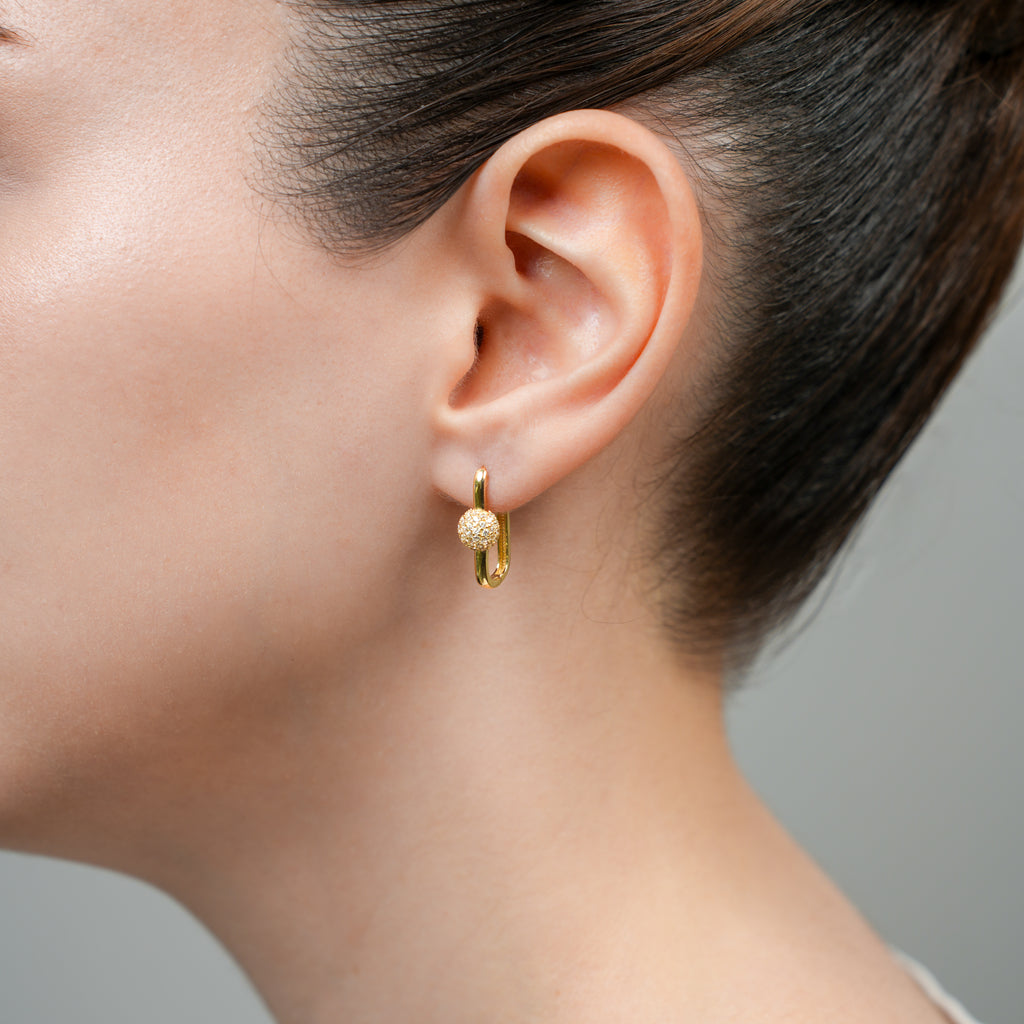 Taşlı Top Dikdörtgen Küpe - O'an Jewelry