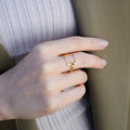 Siyah Mineli Kare Altın Yüzük - O'an Jewelry