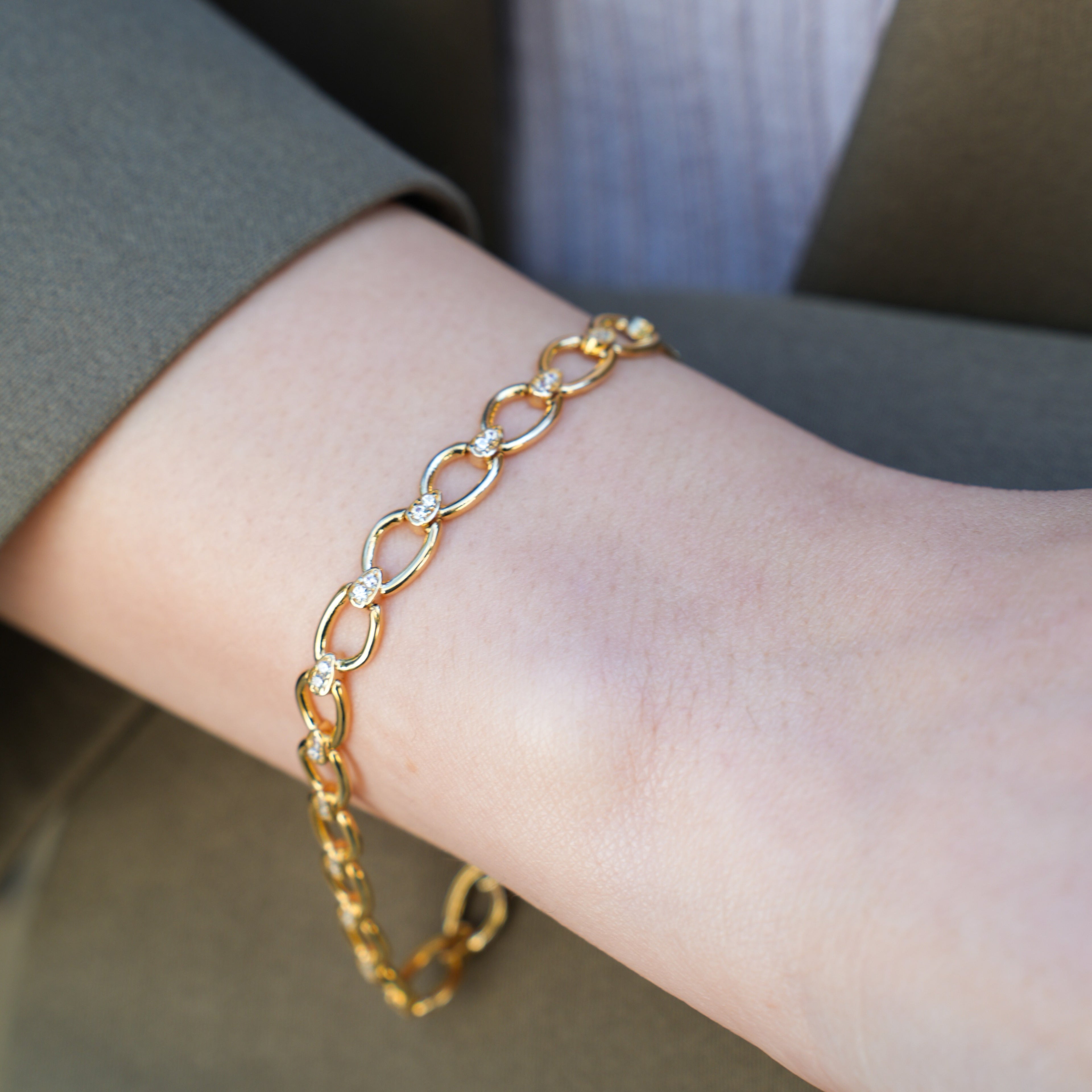Damla Detaylı Zincir Altın Bileklik - O'an Jewelry