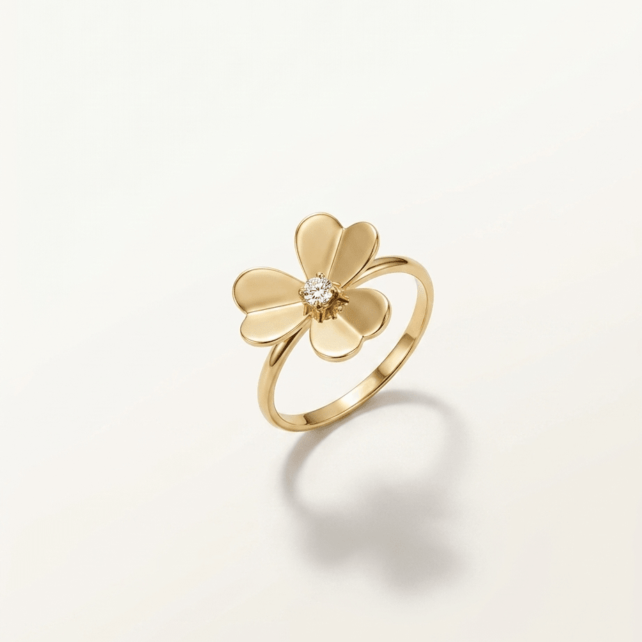 Taşlı Çiçek Altın Yüzük - O'an Jewelry