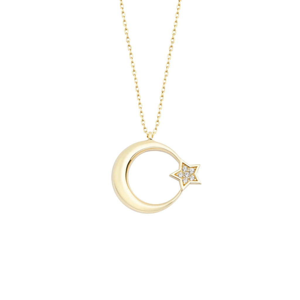 Taşlı Ay Yıldız Kolye - O'an Jewelry