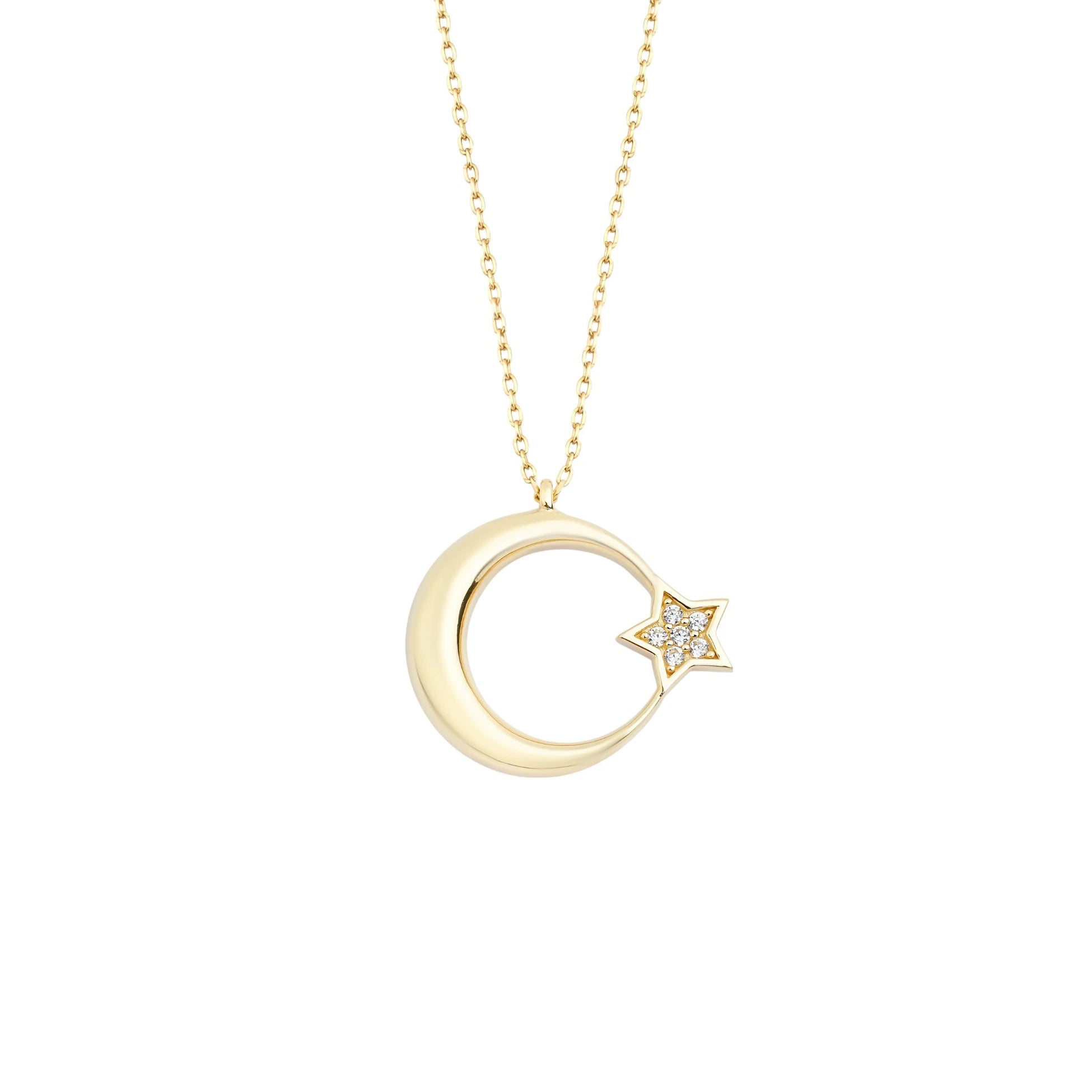 Taşlı Ay Yıldız Kolye - O'an Jewelry