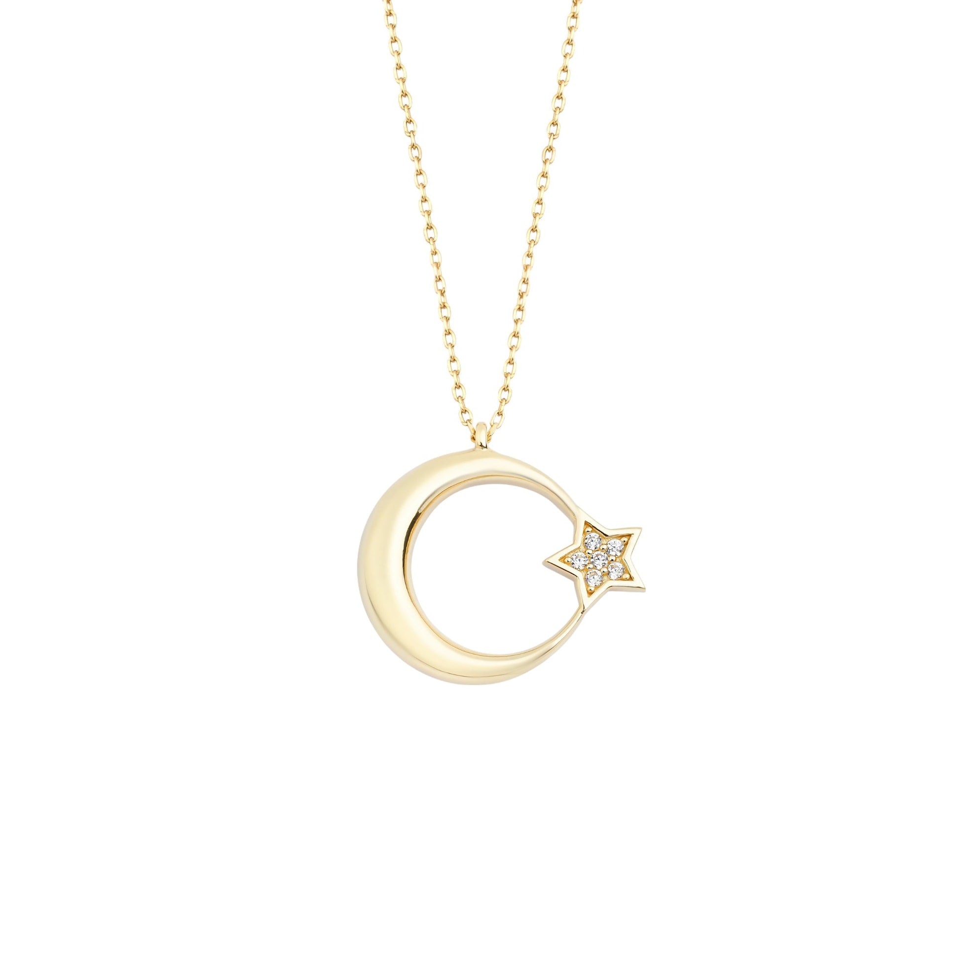 Taşlı Ay Yıldız Kolye - O'an Jewelry