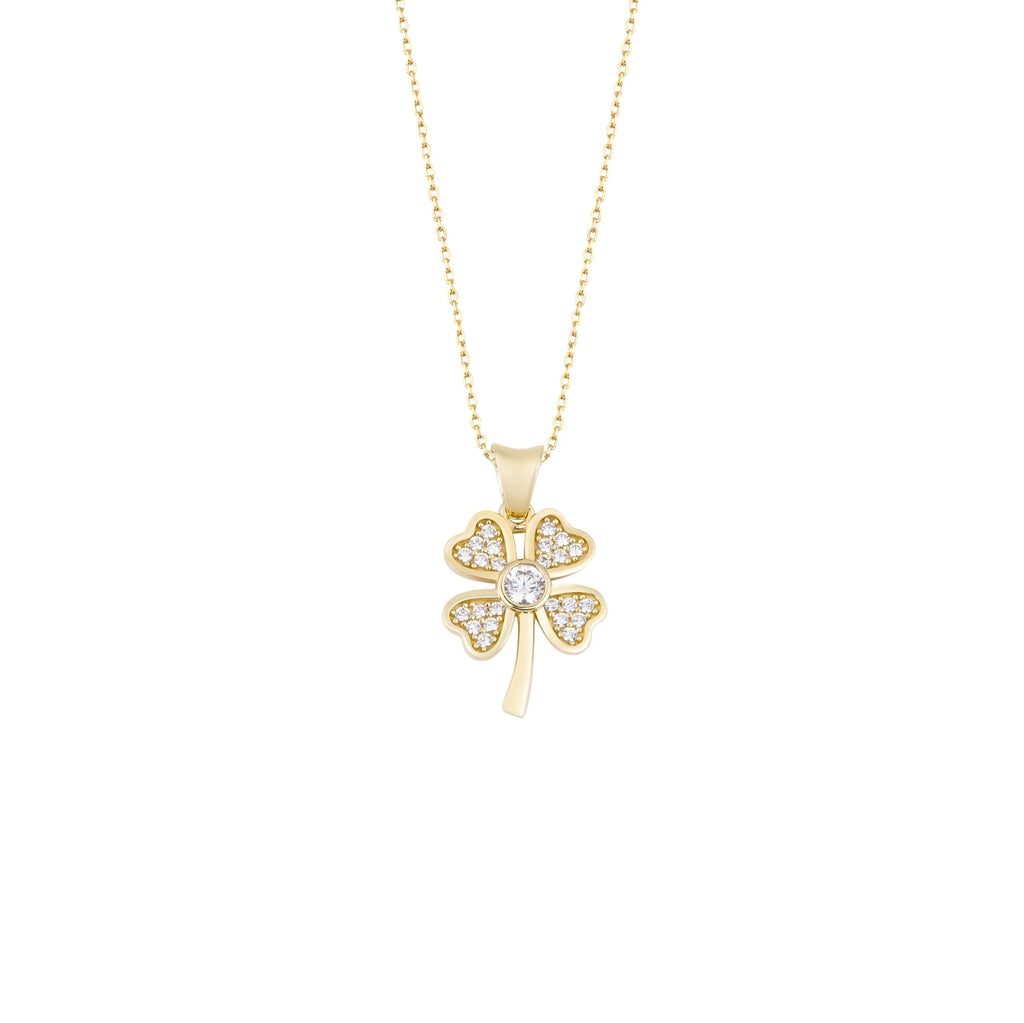 Taşlı Dört Yapraklı Yonca Kolye - O'an Jewelry