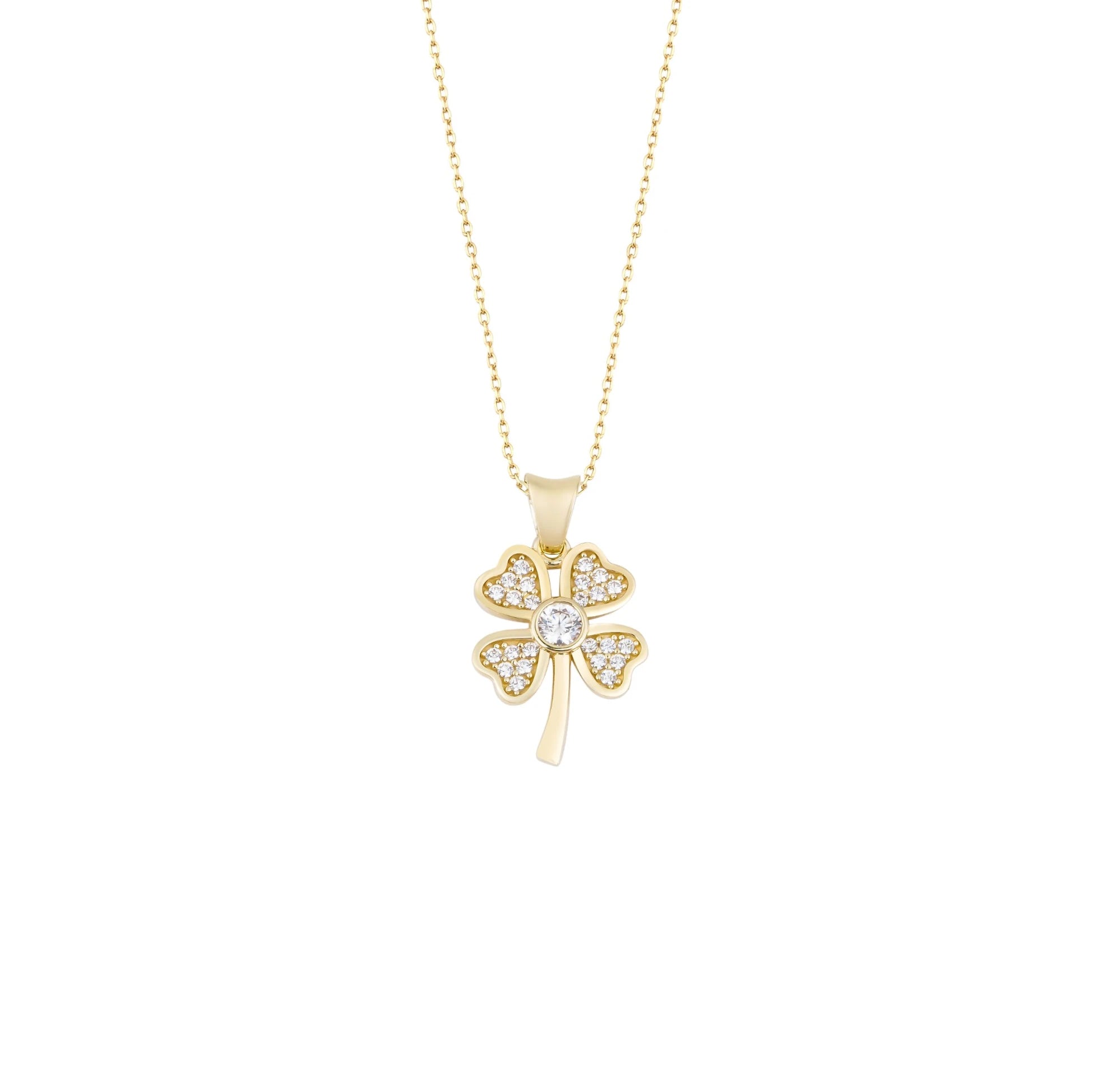 Taşlı Dört Yapraklı Yonca Kolye - O'an Jewelry