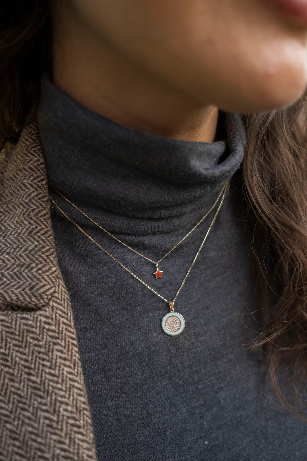 Mineli Taşlı Yuvarlak Kolye - O'an Jewelry