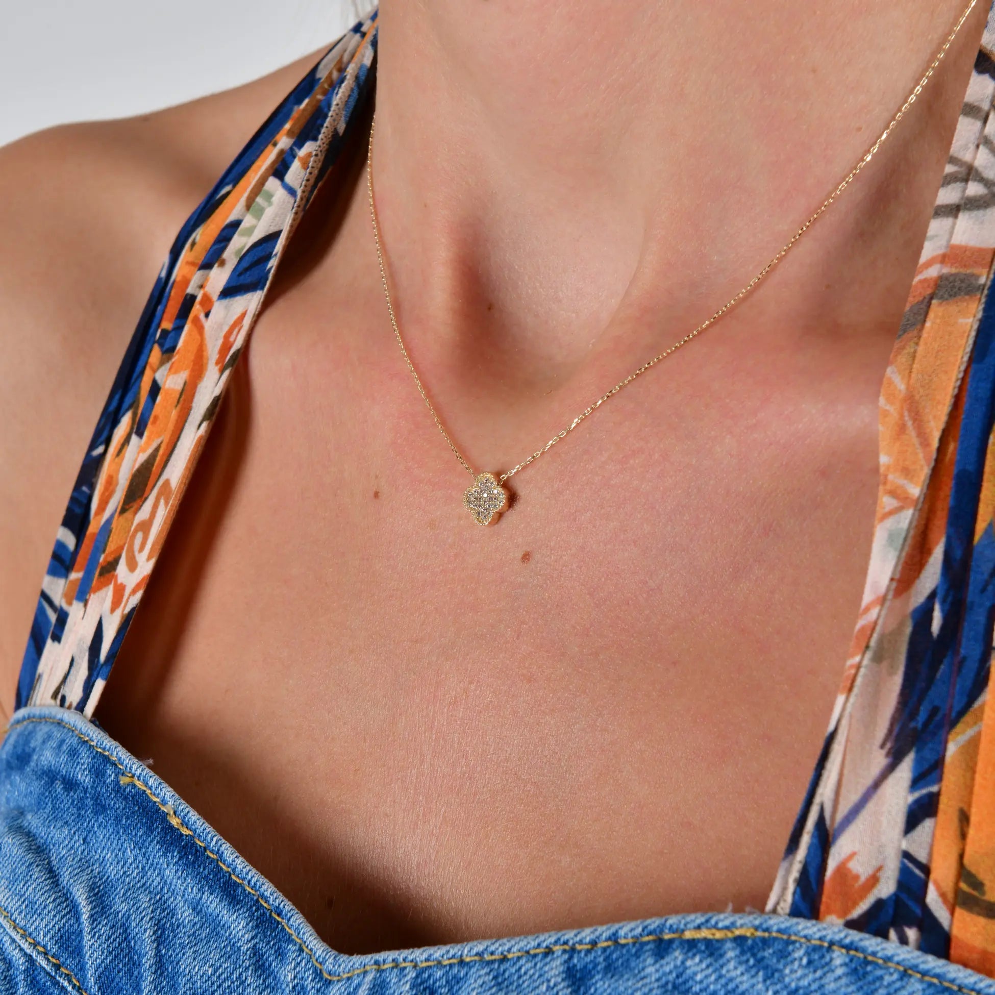 Taşlı Yonca Kolye - O'an Jewelry