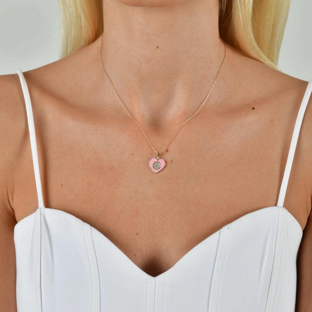 Mineli Taşlı Kalp Kolye - O'an Jewelry