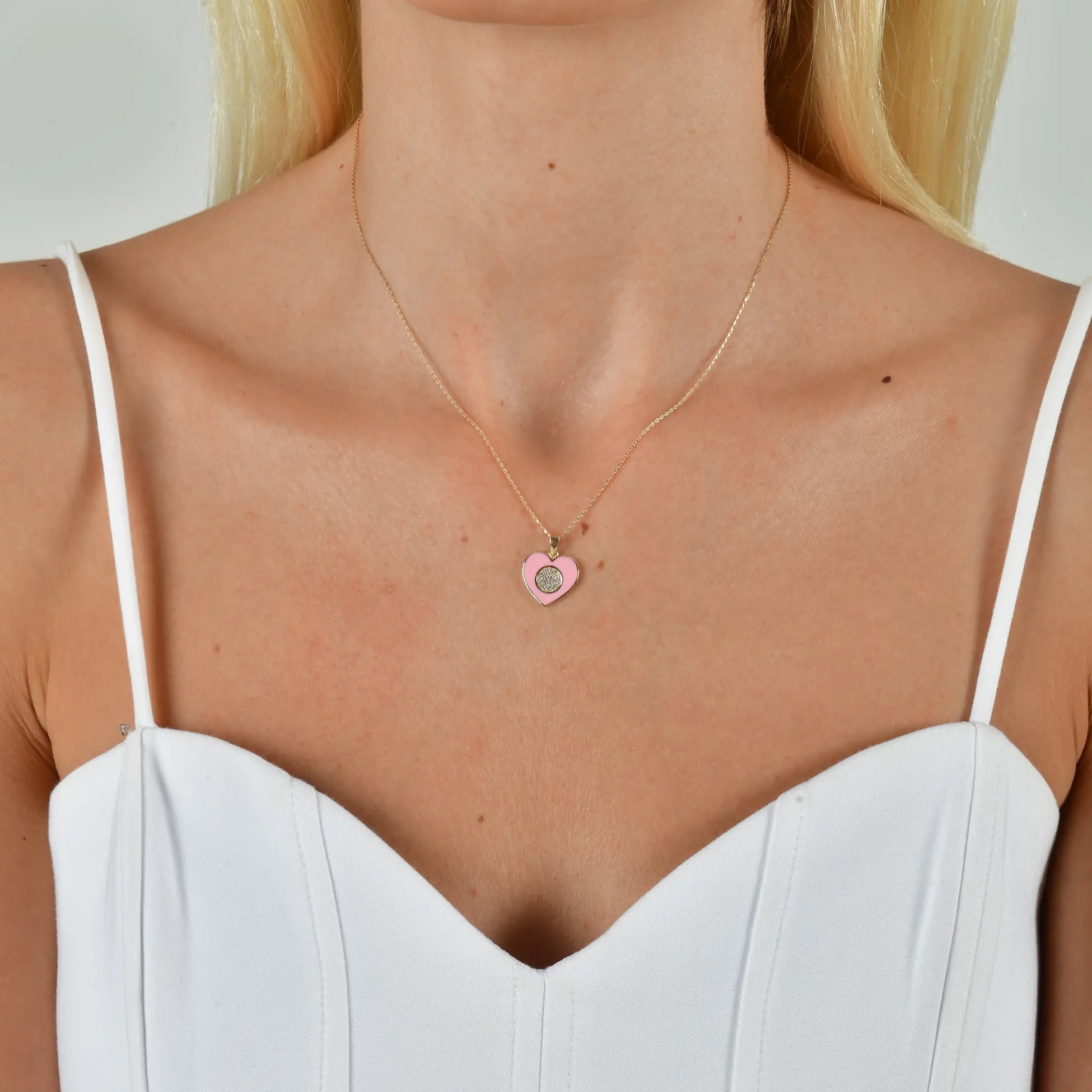 Mineli Taşlı Kalp Kolye - O'an Jewelry