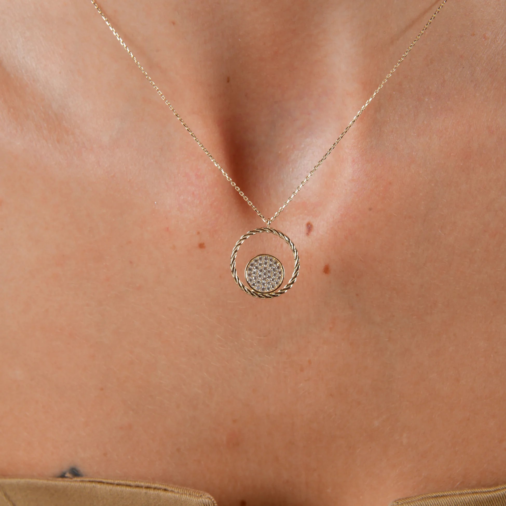 Taşlı Halka Kolye - O'an Jewelry