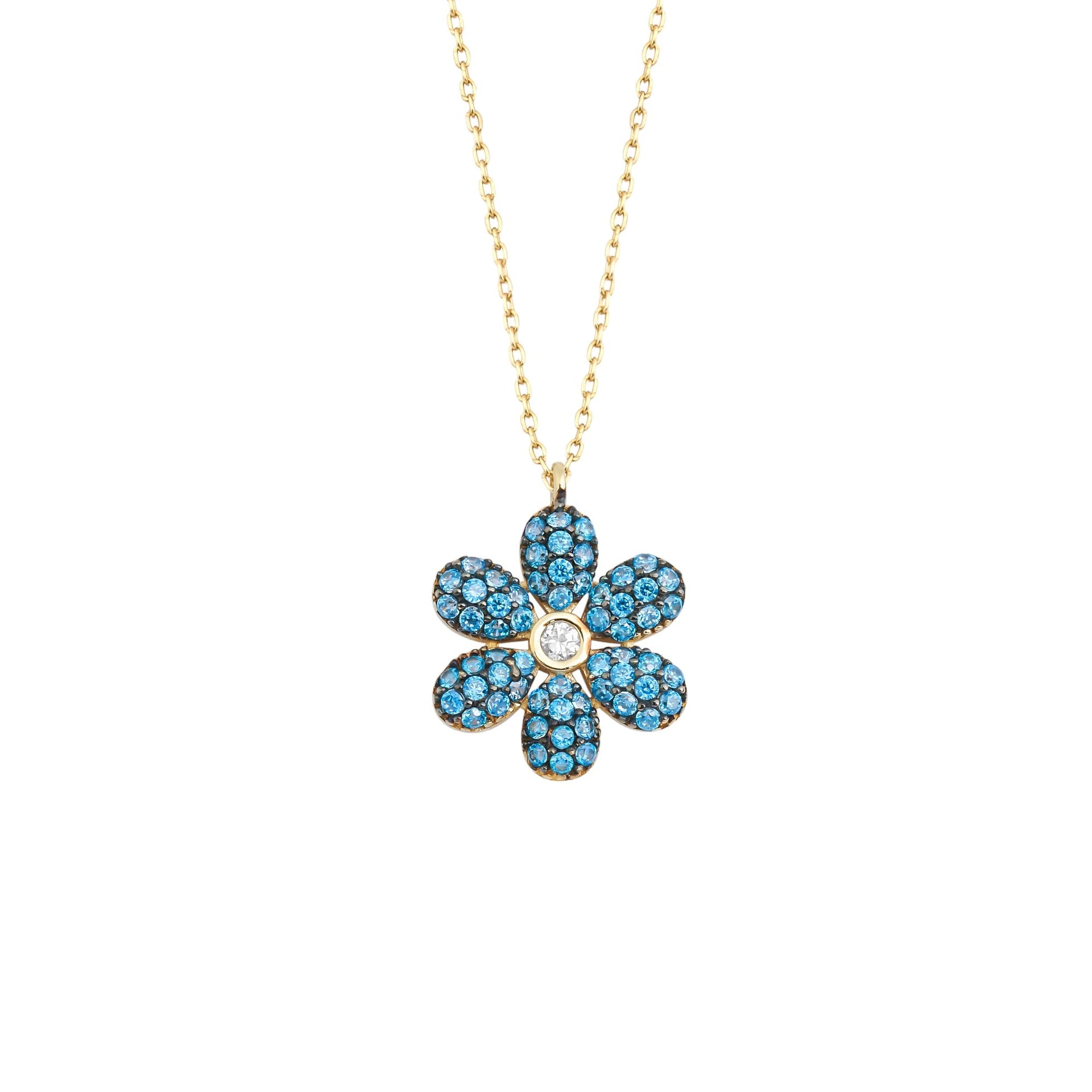 Renkli Taşlı Çiçek Kolye - O'an Jewelry