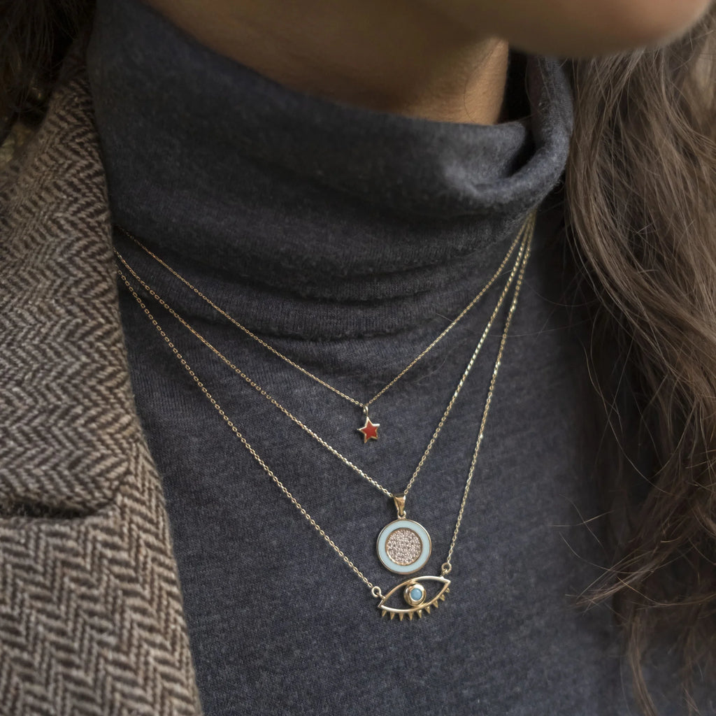 Mavi Boncuklu Göz Kolye - O'an Jewelry