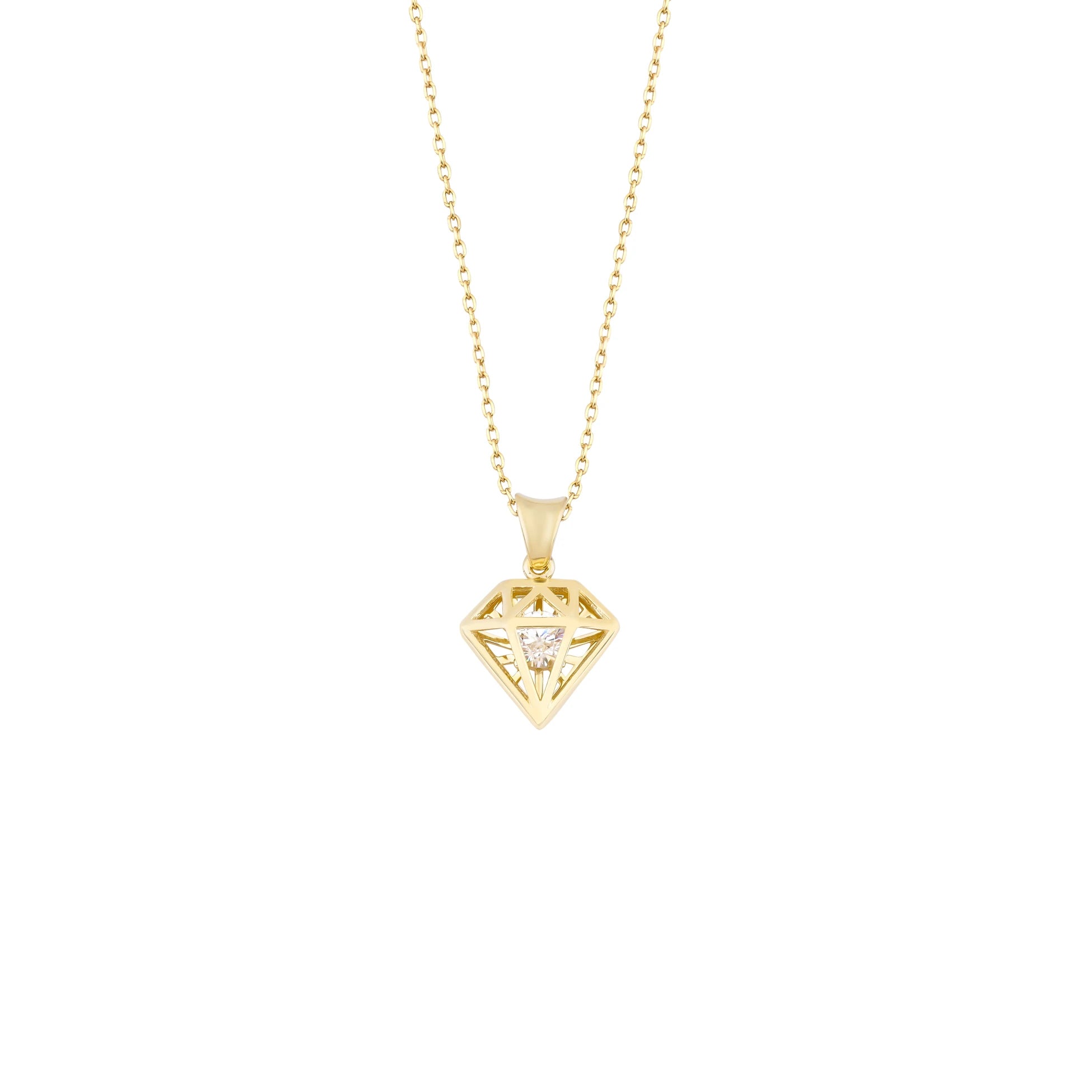 Elmas Kafes Tek Taş Kolye - O'an Jewelry
