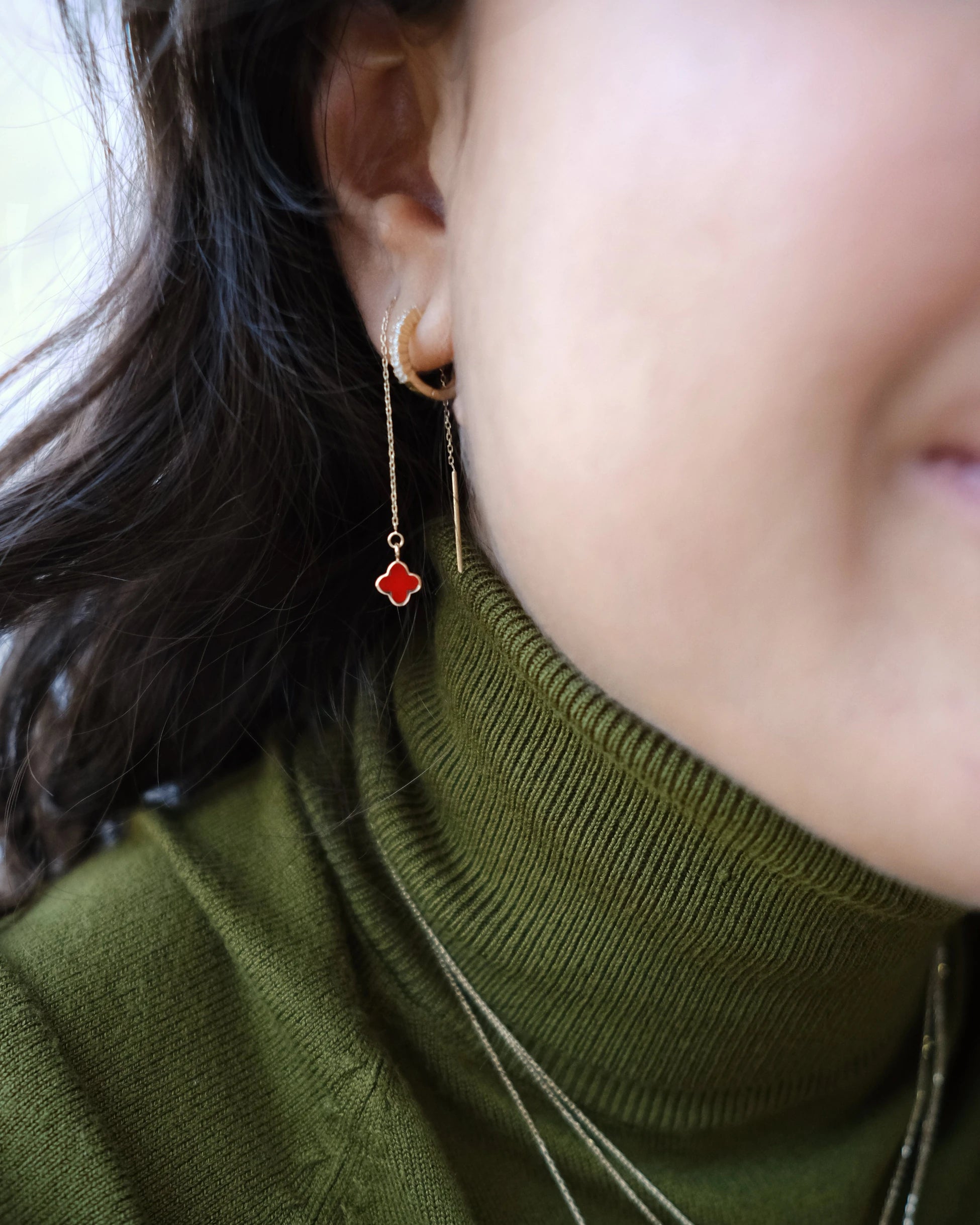 Zincir Yonca Küpe - O'an Jewelry