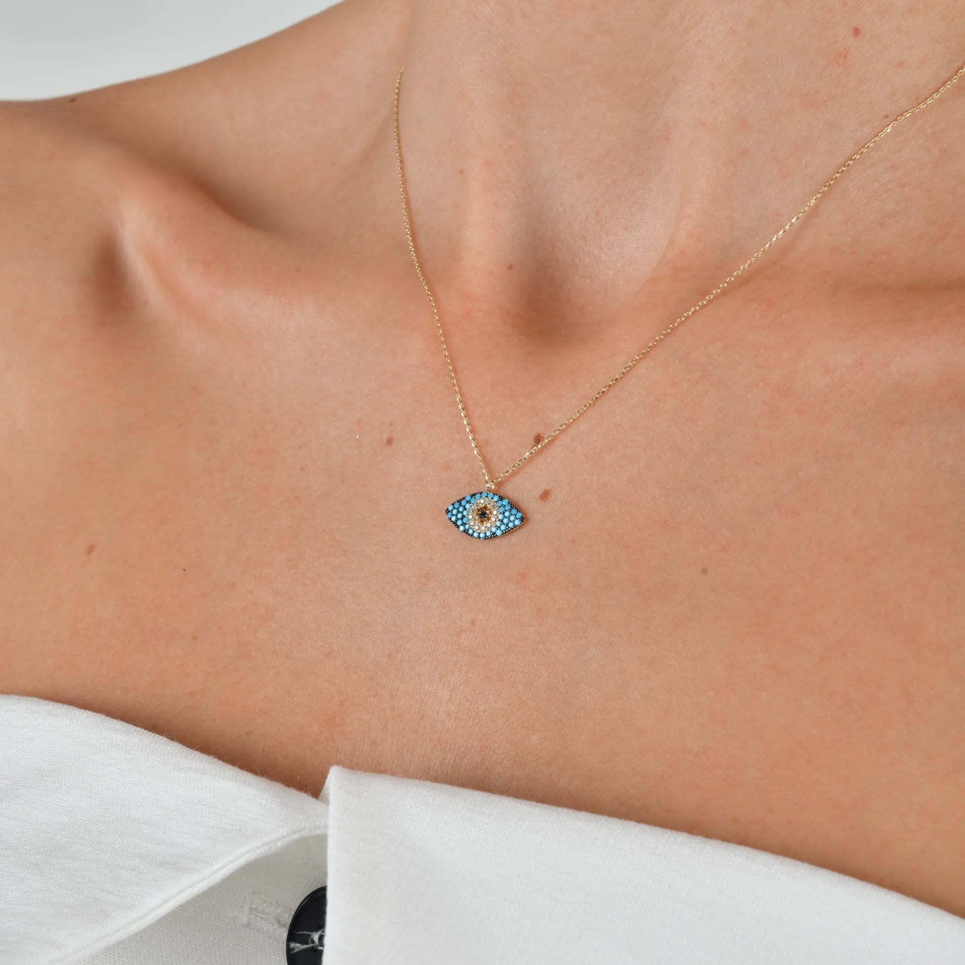 Firuze Taşlı Göz Kolye - O'an Jewelry