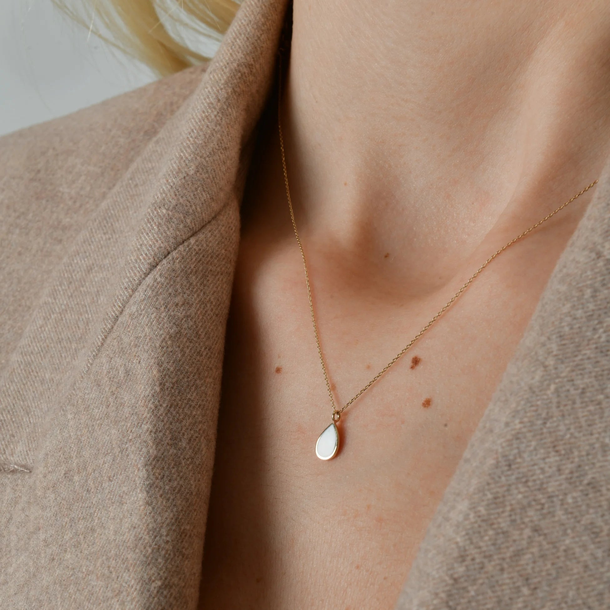 Minimal Mineli Damla Kolye - O'an Jewelry