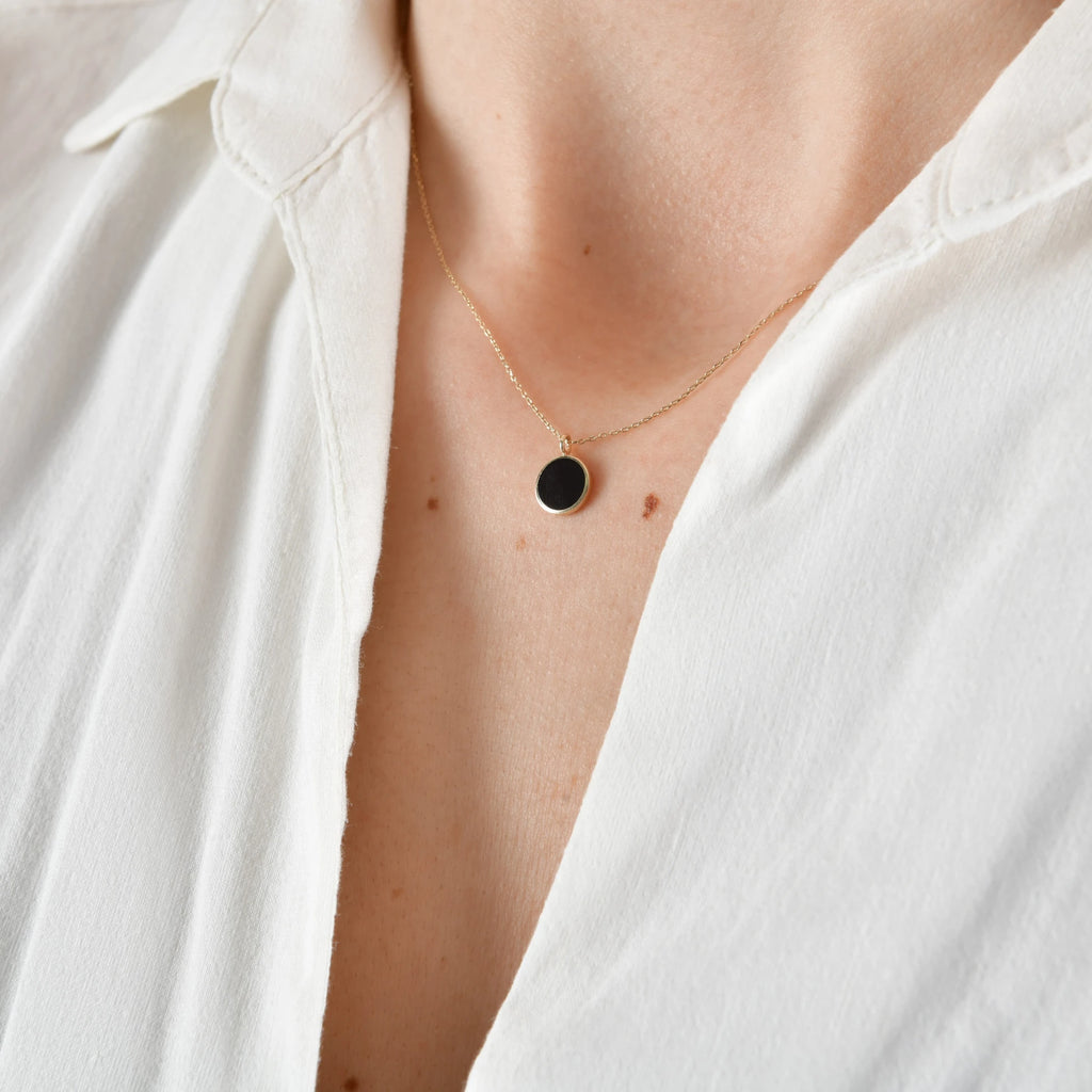 Minimal Mineli Yuvarlak Kolye - O'an Jewelry