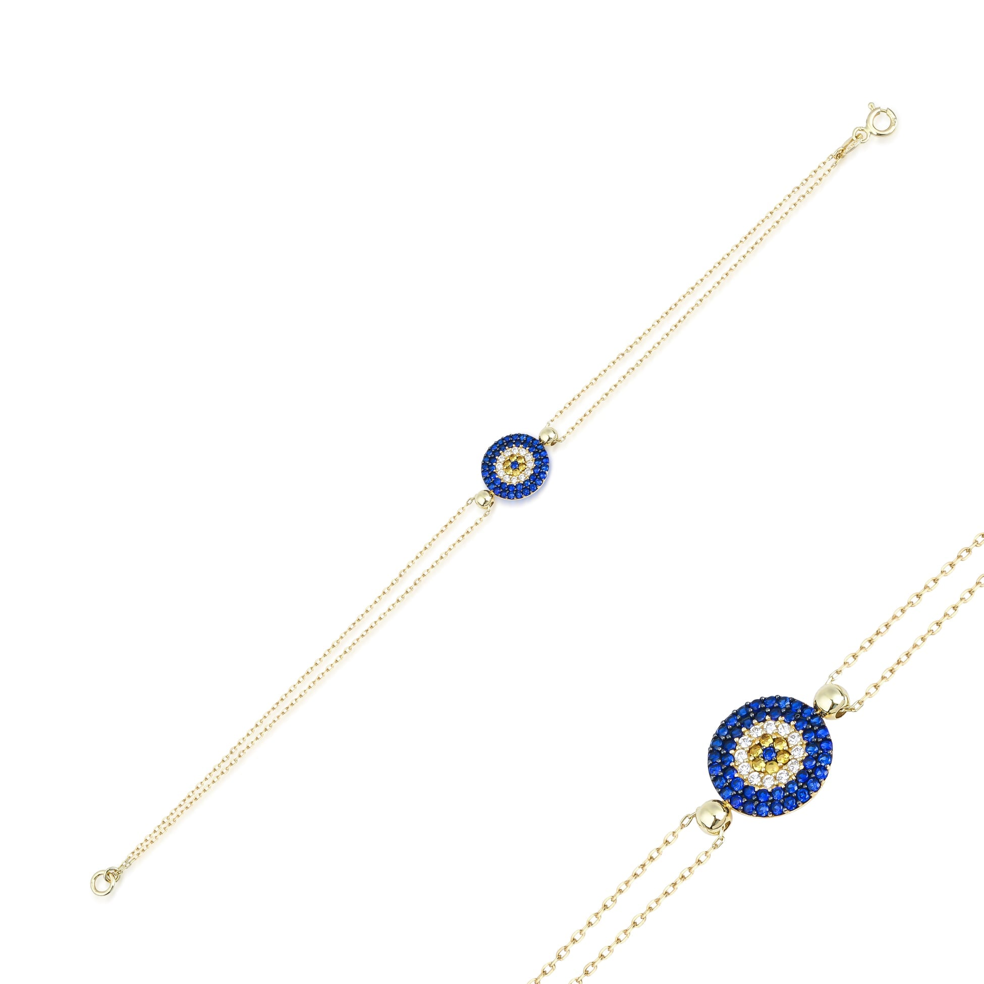 Büyük Taşlı Nazar Boncuğu Bileklik - O'an Jewelry