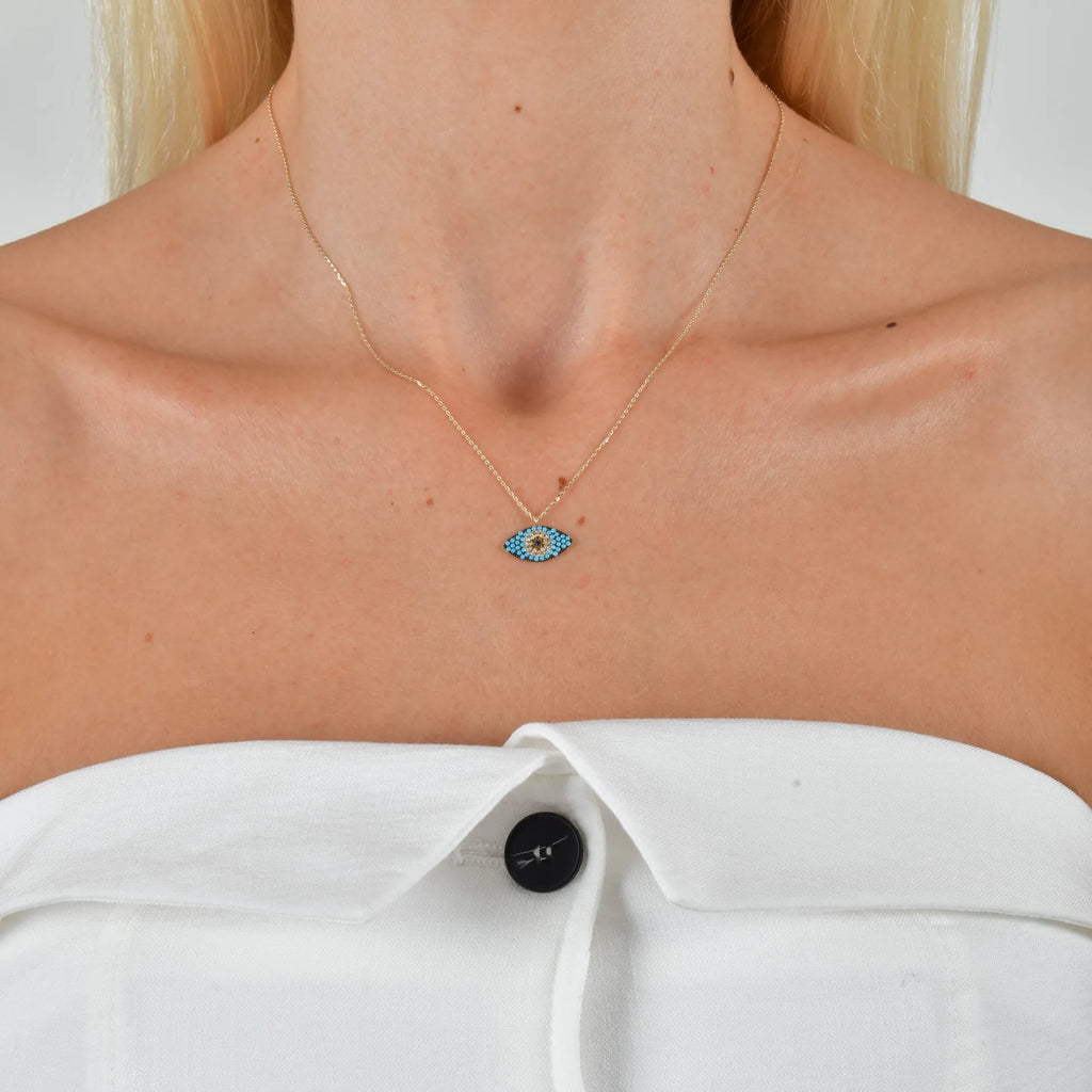 Firuze Taşlı Göz Kolye - O'an Jewelry