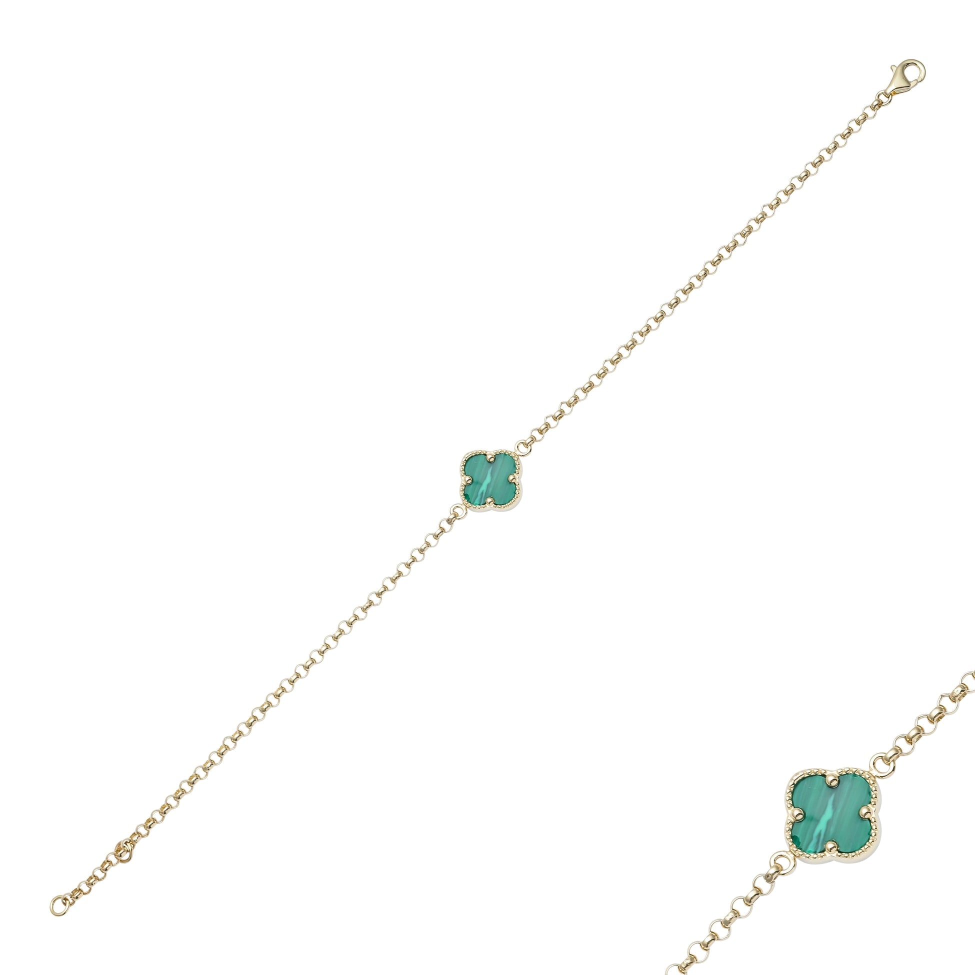 Malahit Taşlı Yonca Bileklik - O'an Jewelry