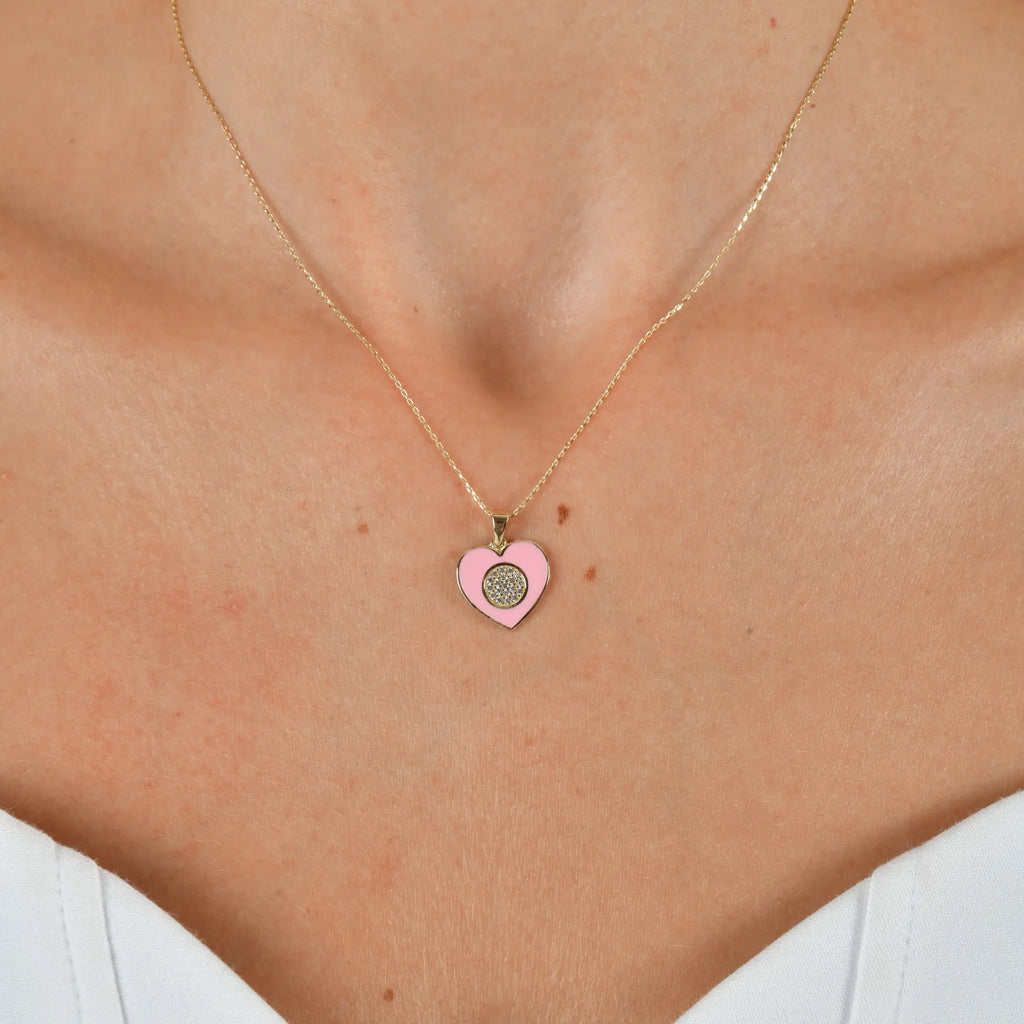 Mineli Taşlı Kalp Kolye - O'an Jewelry