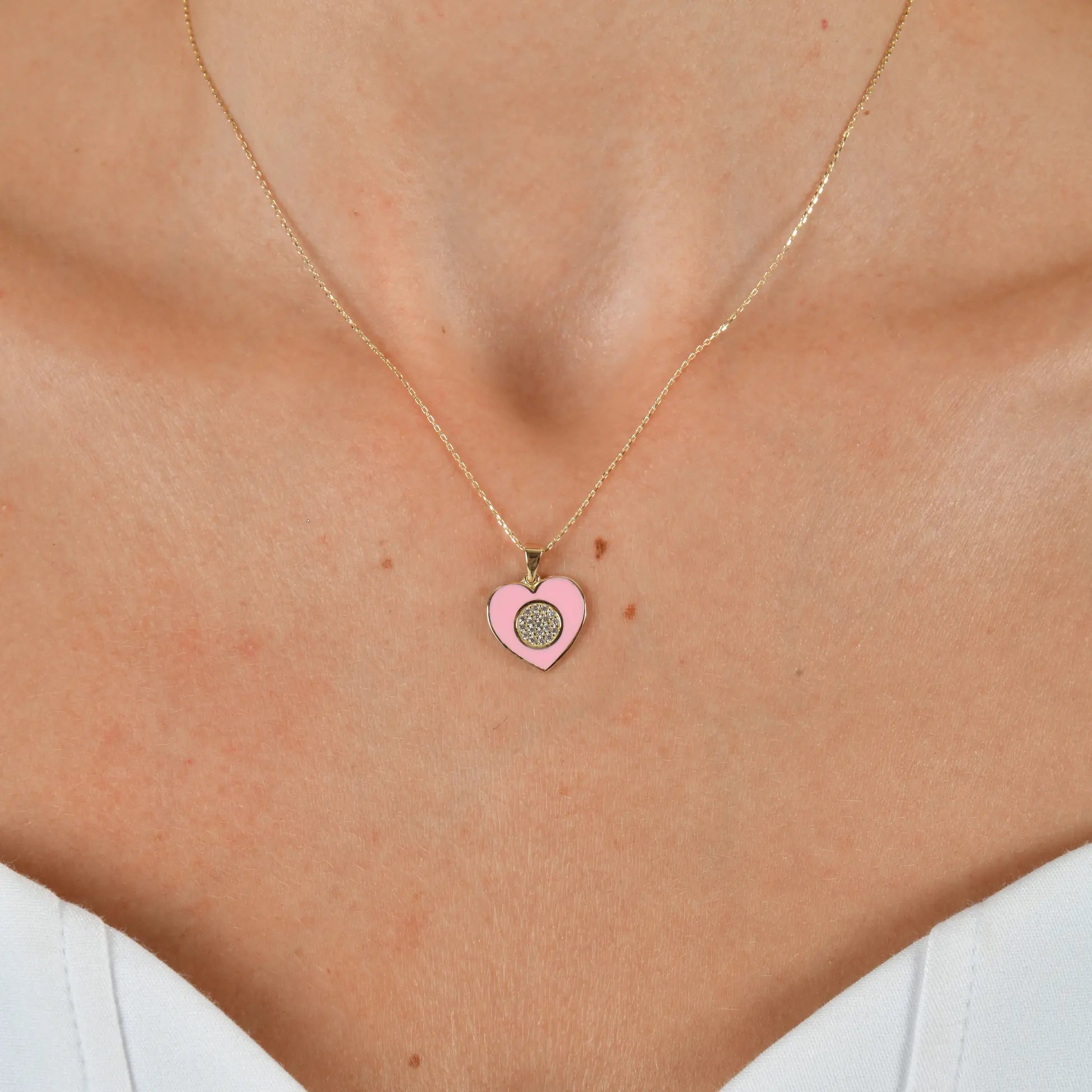 Mineli Taşlı Kalp Kolye - O'an Jewelry