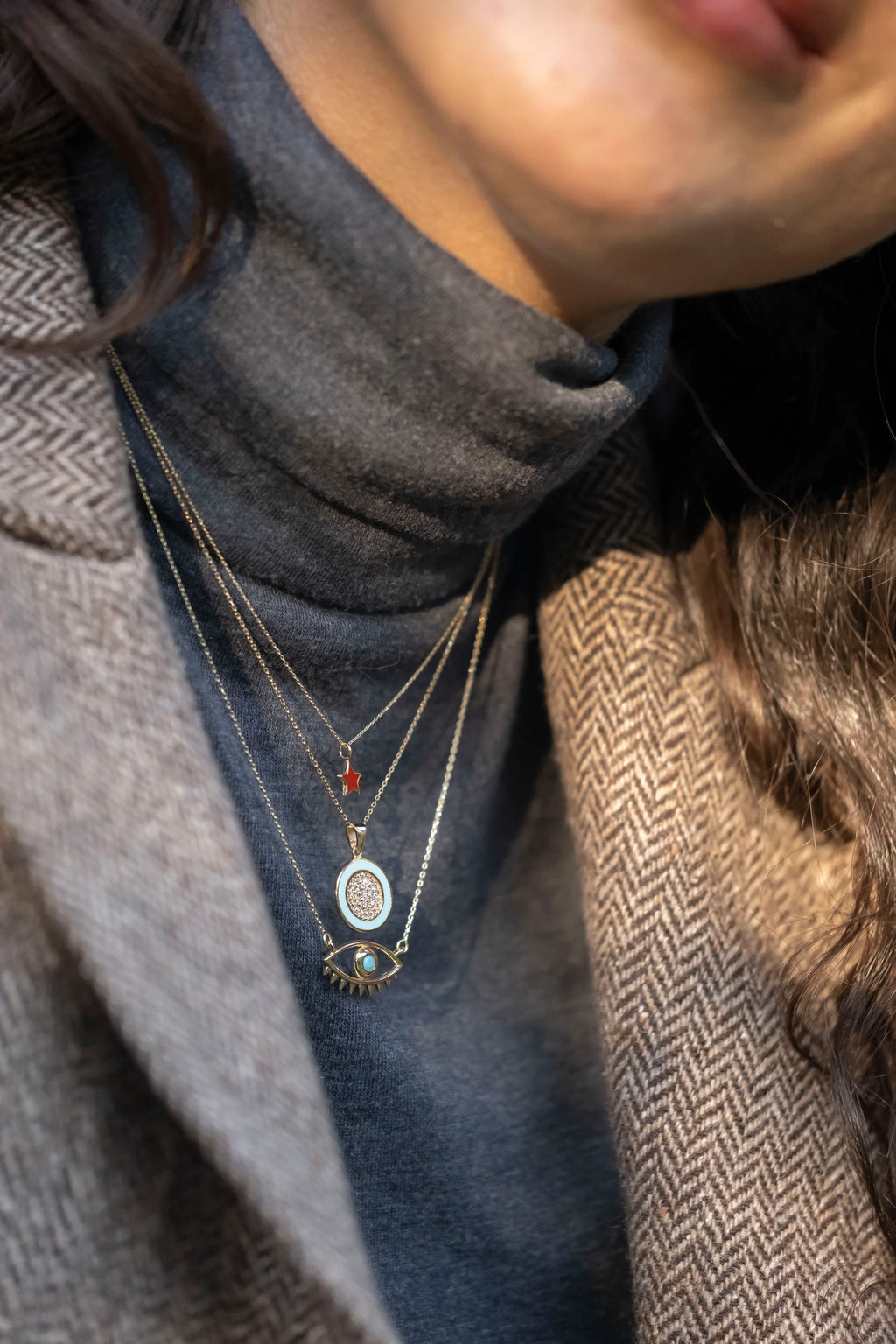Mineli Taşlı Yuvarlak Kolye - O'an Jewelry